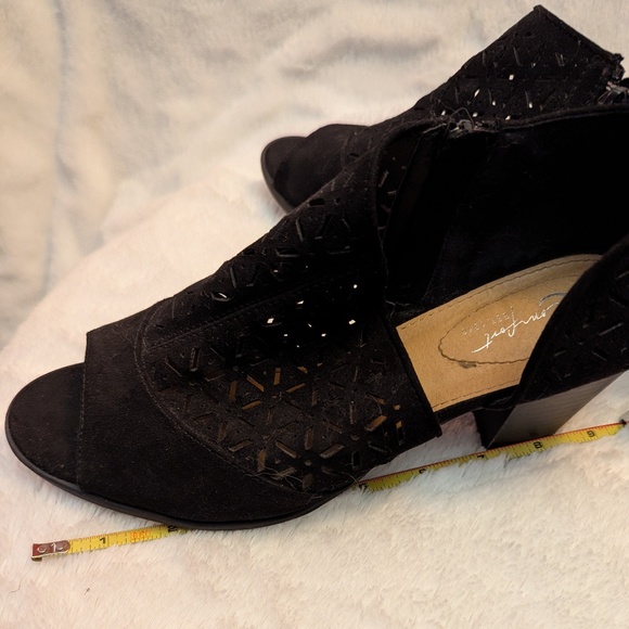 CATO Mesh Open Toe Chunky Heels, black, size 9 - Picture 2 of 8